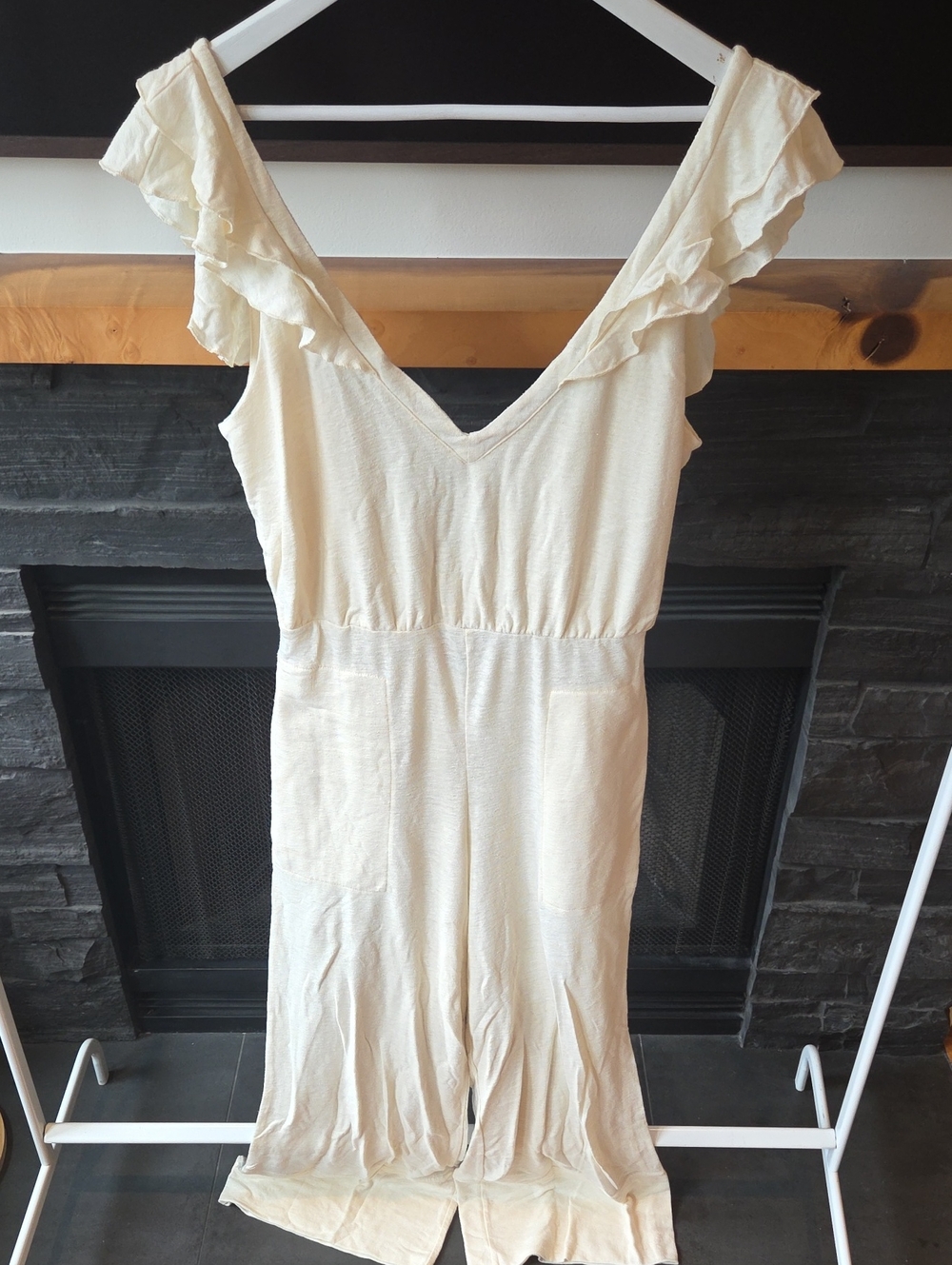 Cream Ruffle Jumpsuit